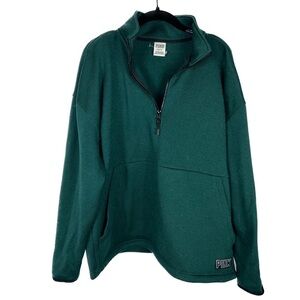 Victoria’s Secret Pink Jacket 1/2 Zip Long Sleeve Fleece Lined Oversize Pullover